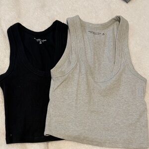 Abercrombie & Fitch Black and Gray Tank Crop Tops